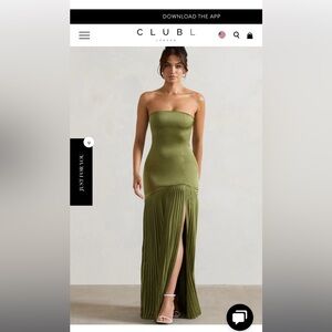 Club L London olive green pleated maxi dress